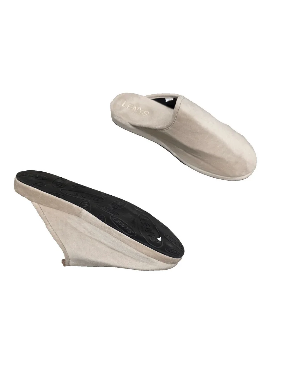 Lenys World Slippers Mules Candy Ivory Velvet Marche Hand Made In Italy Size L